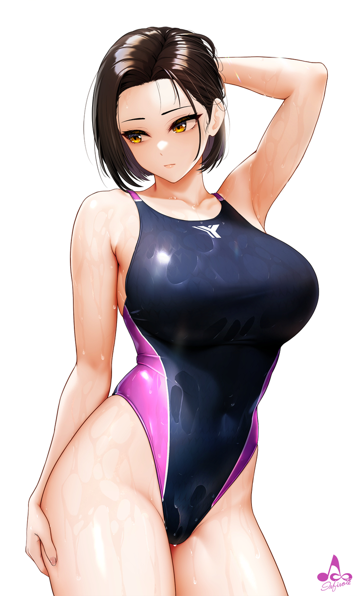 This is a pixiv picture whose title is 競泳水着矢式さん.