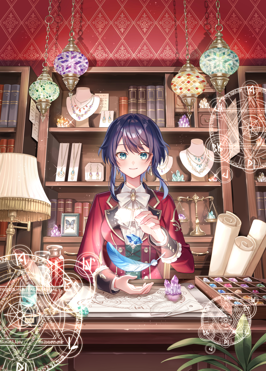 This is a pixiv picture whose title is 【オリビア魔石宝飾店へようこそ】.