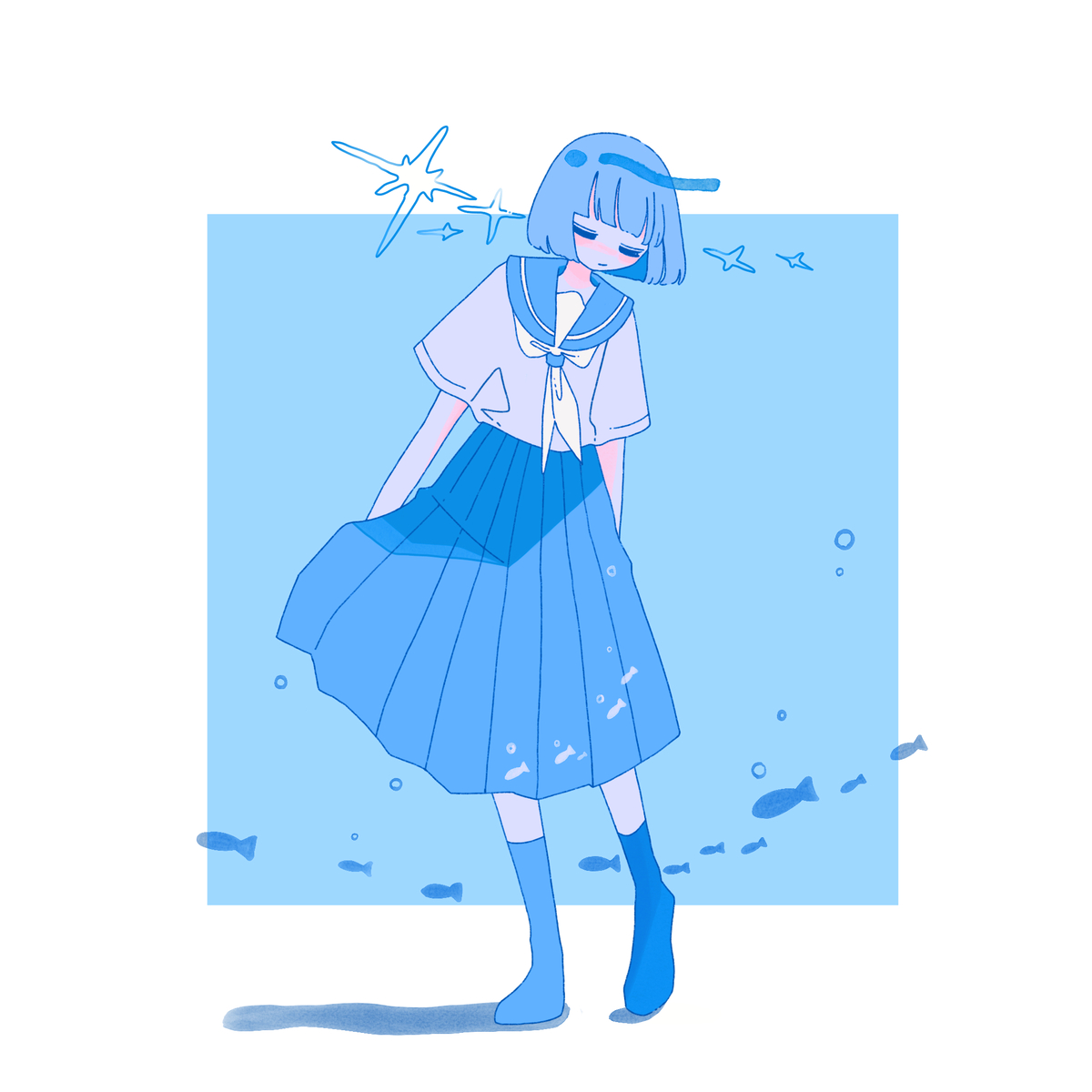 This is a pixiv picture whose title is 夜をループ.