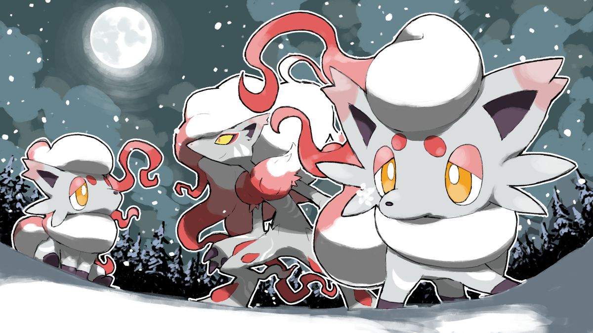 This is a pixiv picture whose title is Hisuian Zorua and Zororark.