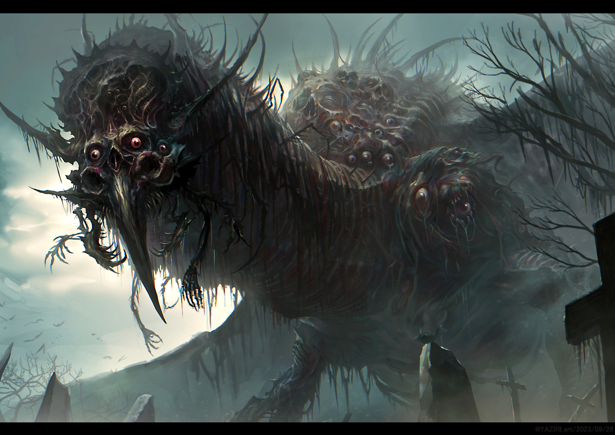 This is a pixiv picture whose title is 古代墓地の監視者.