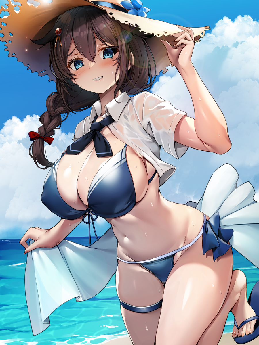 This is a pixiv picture whose title is 夏っぽい水着時雨.