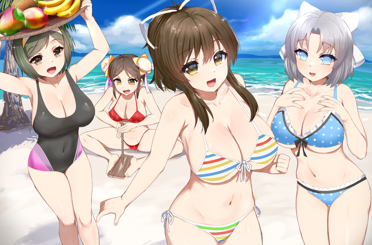 This is a pixiv picture whose title is 閃乱カグラの飛鳥＆雪泉＆舞＆美苺.