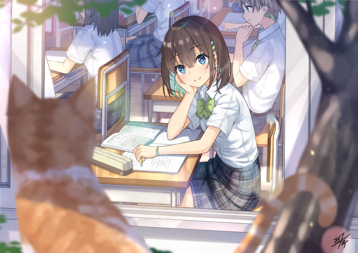 This is a pixiv picture whose title is 授業参観.