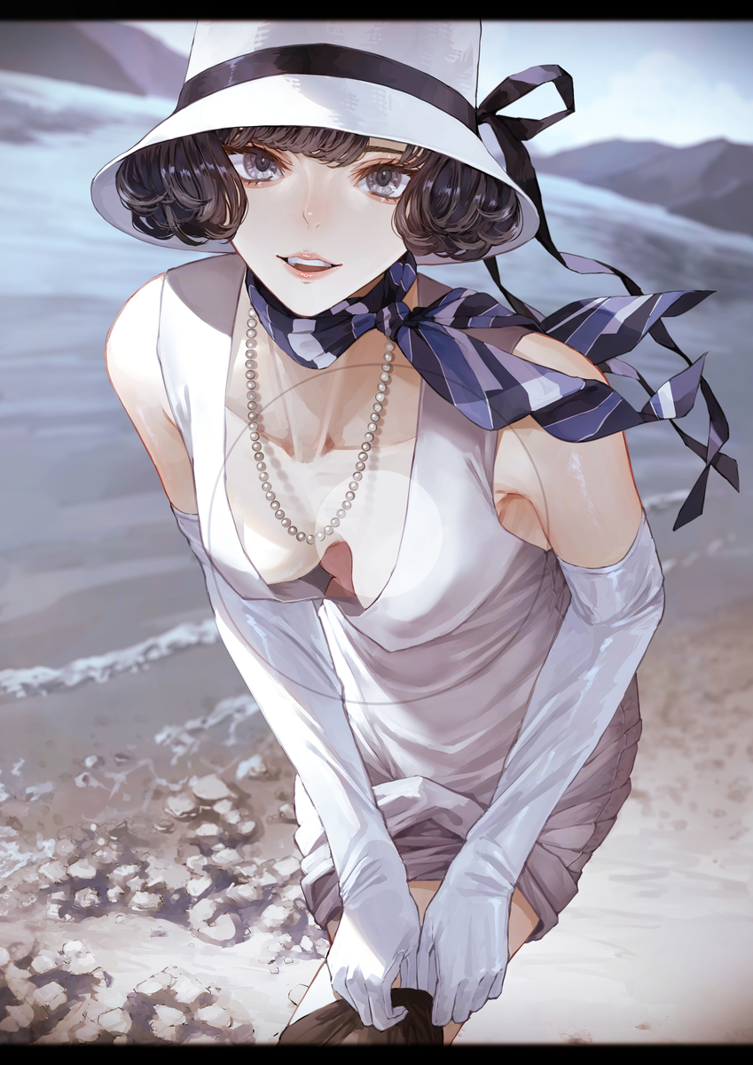 This is a pixiv picture whose title is 湖畔.