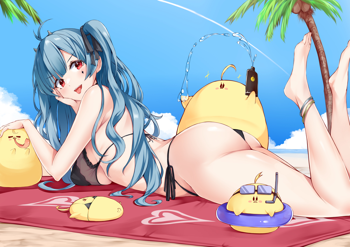 This is a pixiv picture whose title is 水着ツインテ　マルコ・ポーロ.