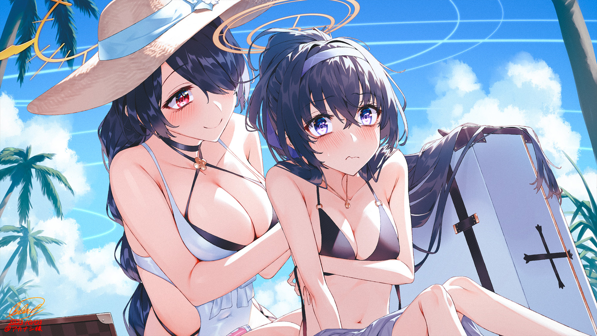 This is a pixiv picture whose title is 【Skeb】日焼け止めを塗られるウイ.