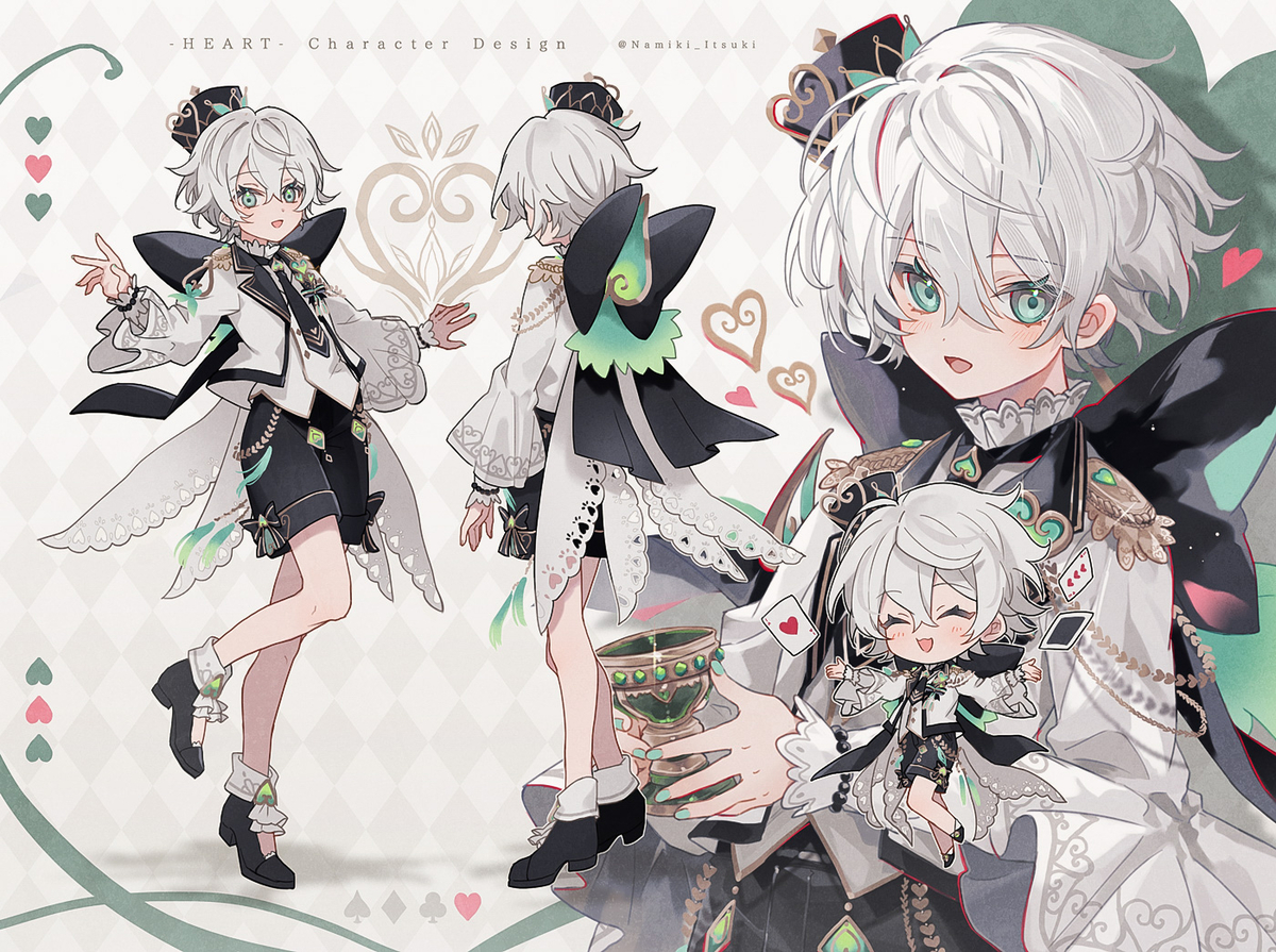 This is a pixiv picture whose title is Character Design［ Heart ❤︎ 🂱🂠 ］.