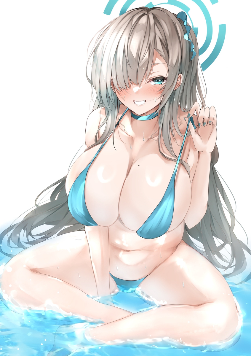This is a pixiv picture whose title is 水着アスナ.