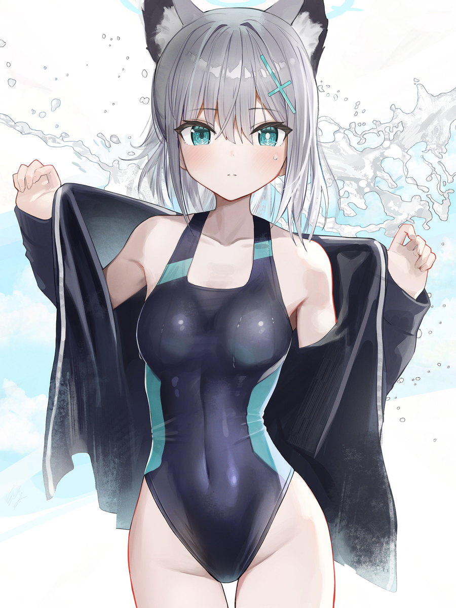 This is a pixiv picture whose title is 水着シロコ　４８日目.