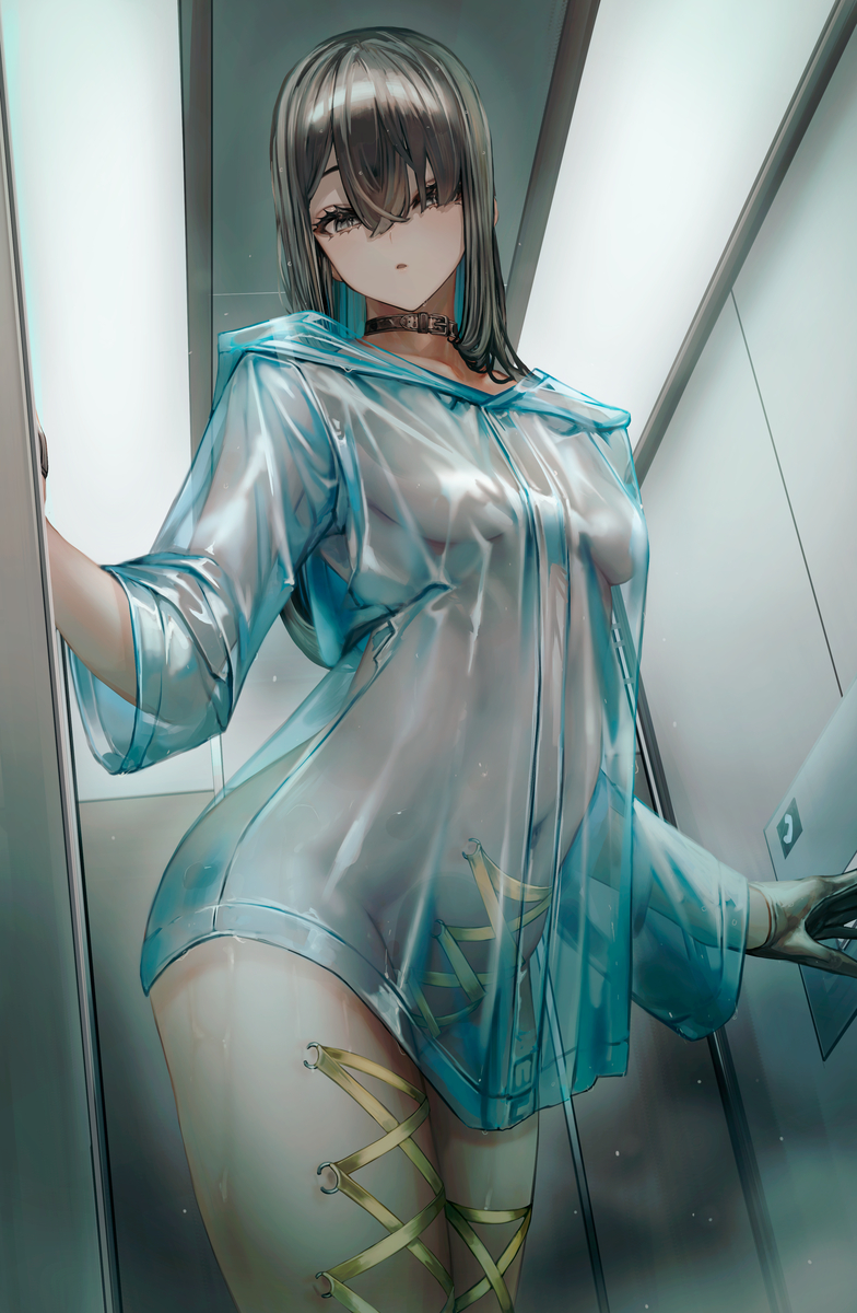 This is a pixiv picture whose title is 2時13分　気温24℃　4階エレベーターホール.