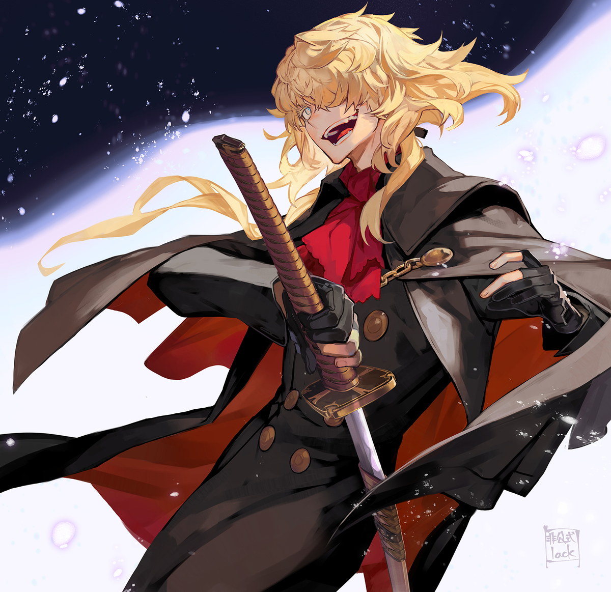 This is a pixiv picture whose title is 一文字則宗　喜.