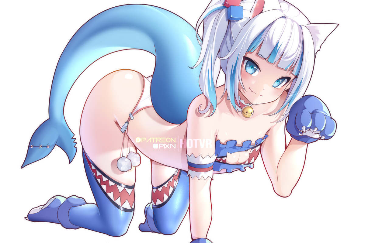 This is a pixiv picture whose title is Gawr Gura catfish.