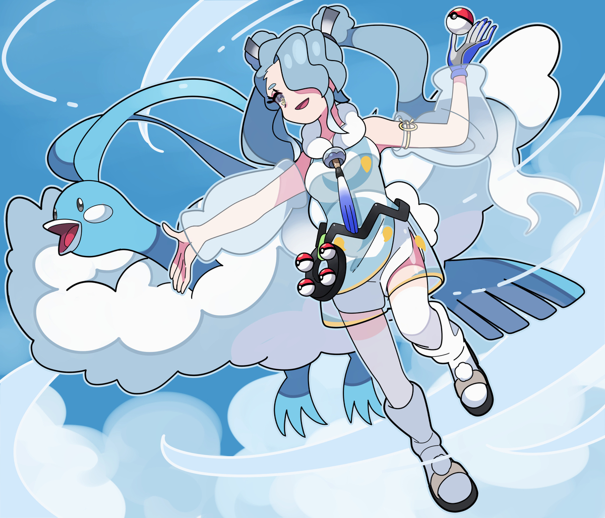 This is a pixiv picture whose title is ☁️風のハミング☁️.