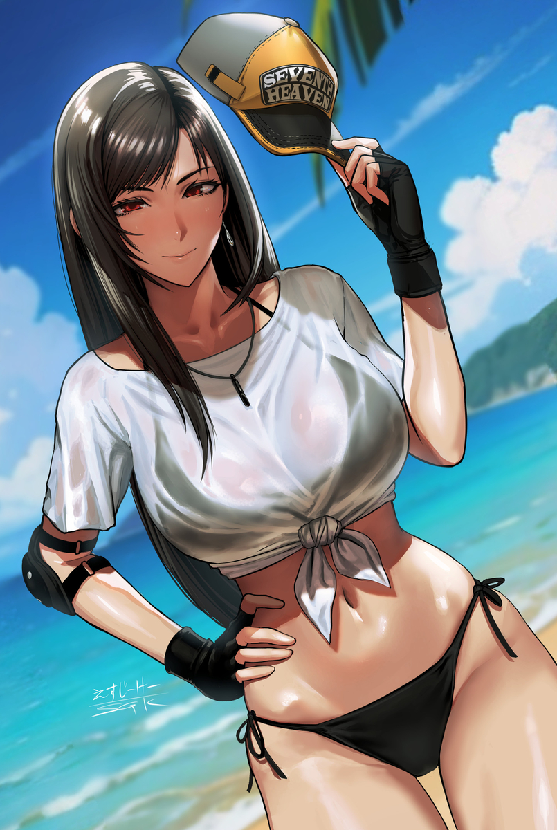 This is a pixiv picture whose title is FF7ECのライフガード衣装ティファ.