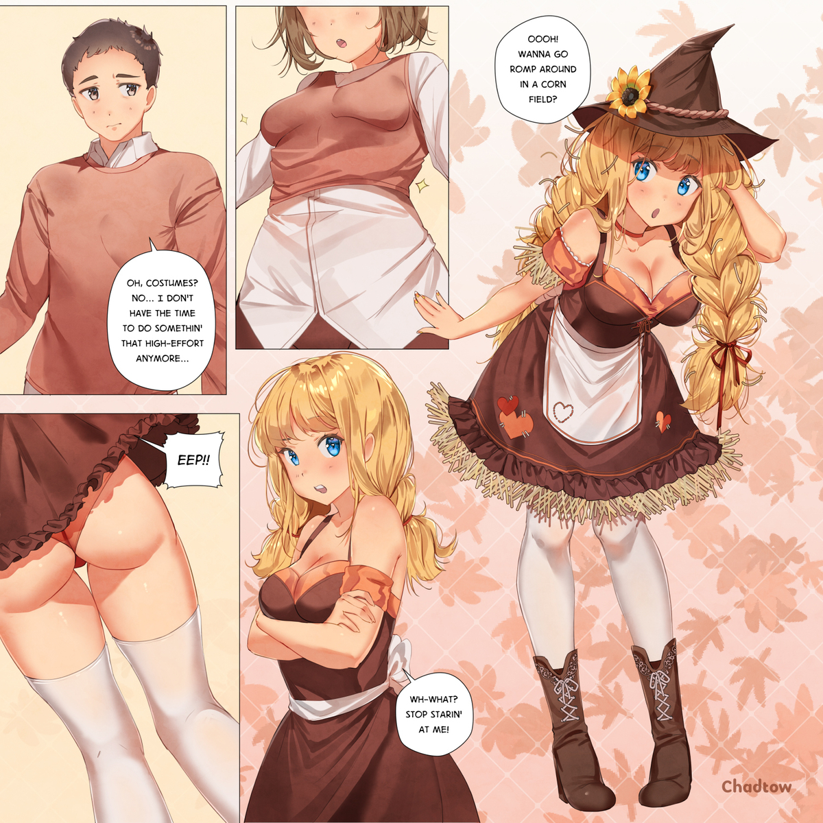 This is a pixiv picture whose title is TSF - Scarecrow Girl.