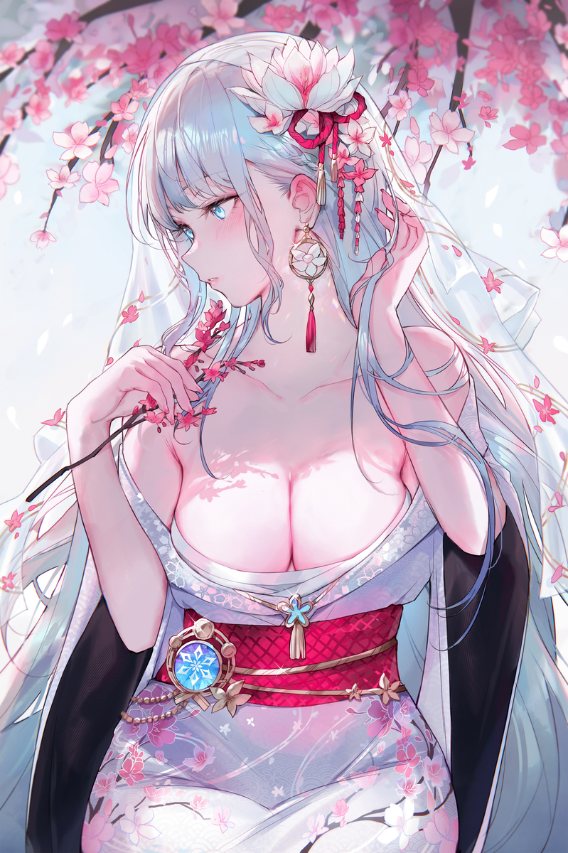 This is a pixiv picture whose title is 神里綾華の着物姿.