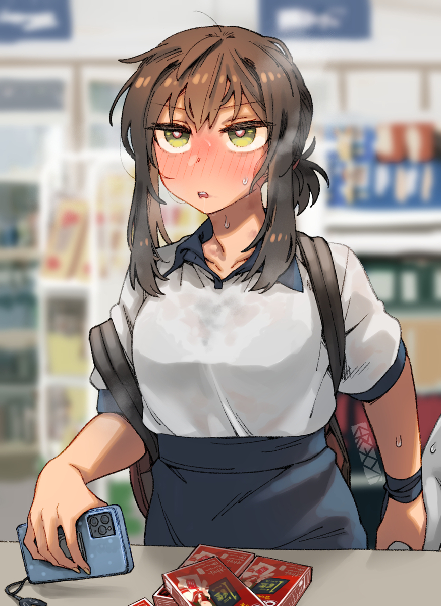 This is a pixiv picture whose title is 「...家まで全部は使いませんので、袋をください」.