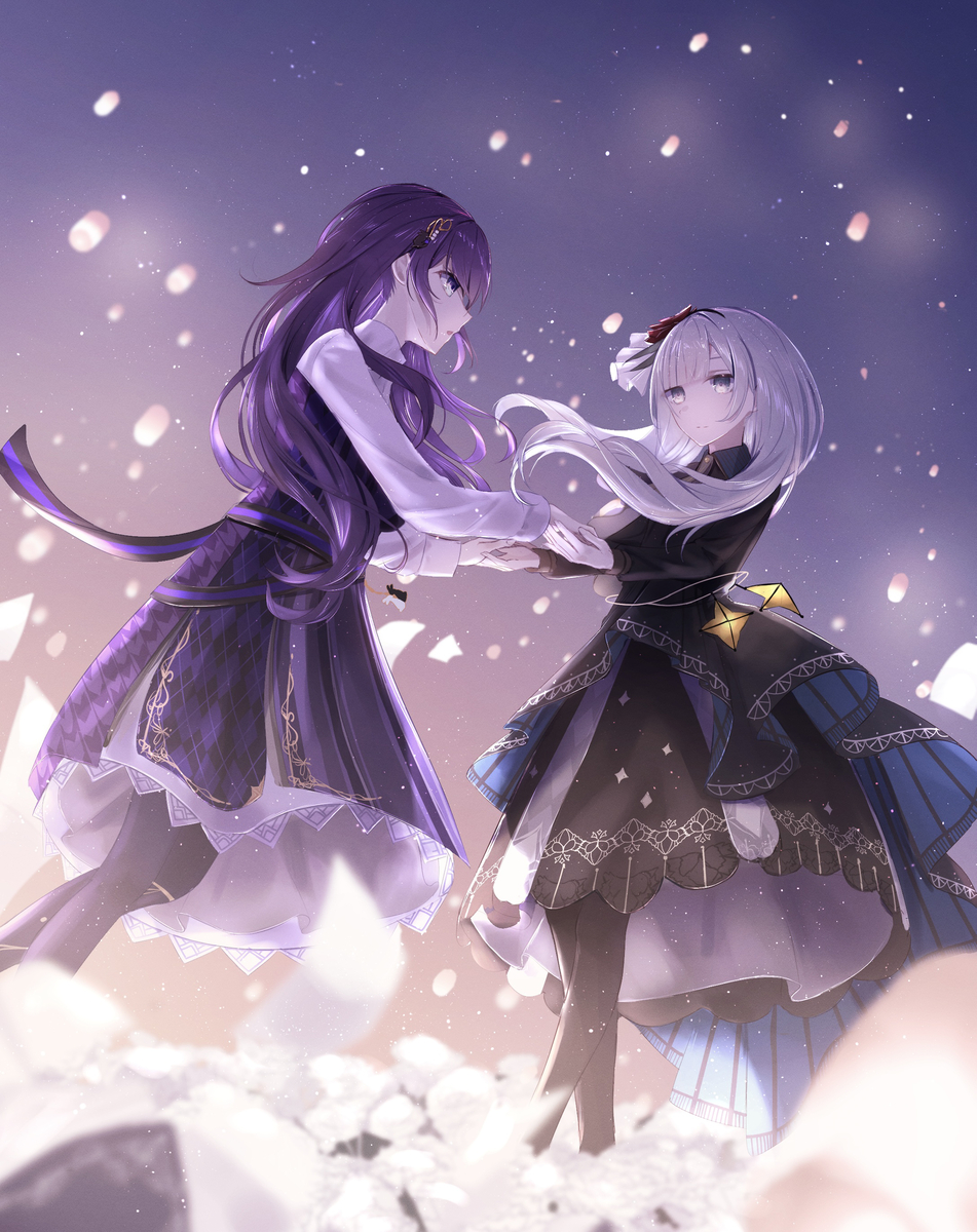 This is a pixiv picture whose title is 手を引いて.