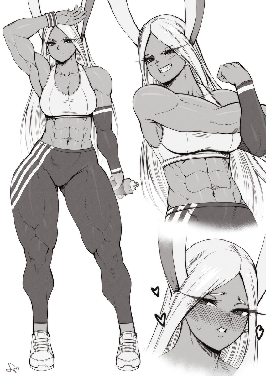 This is a pixiv picture whose title is Muscular Miruko sketches- BNHA.