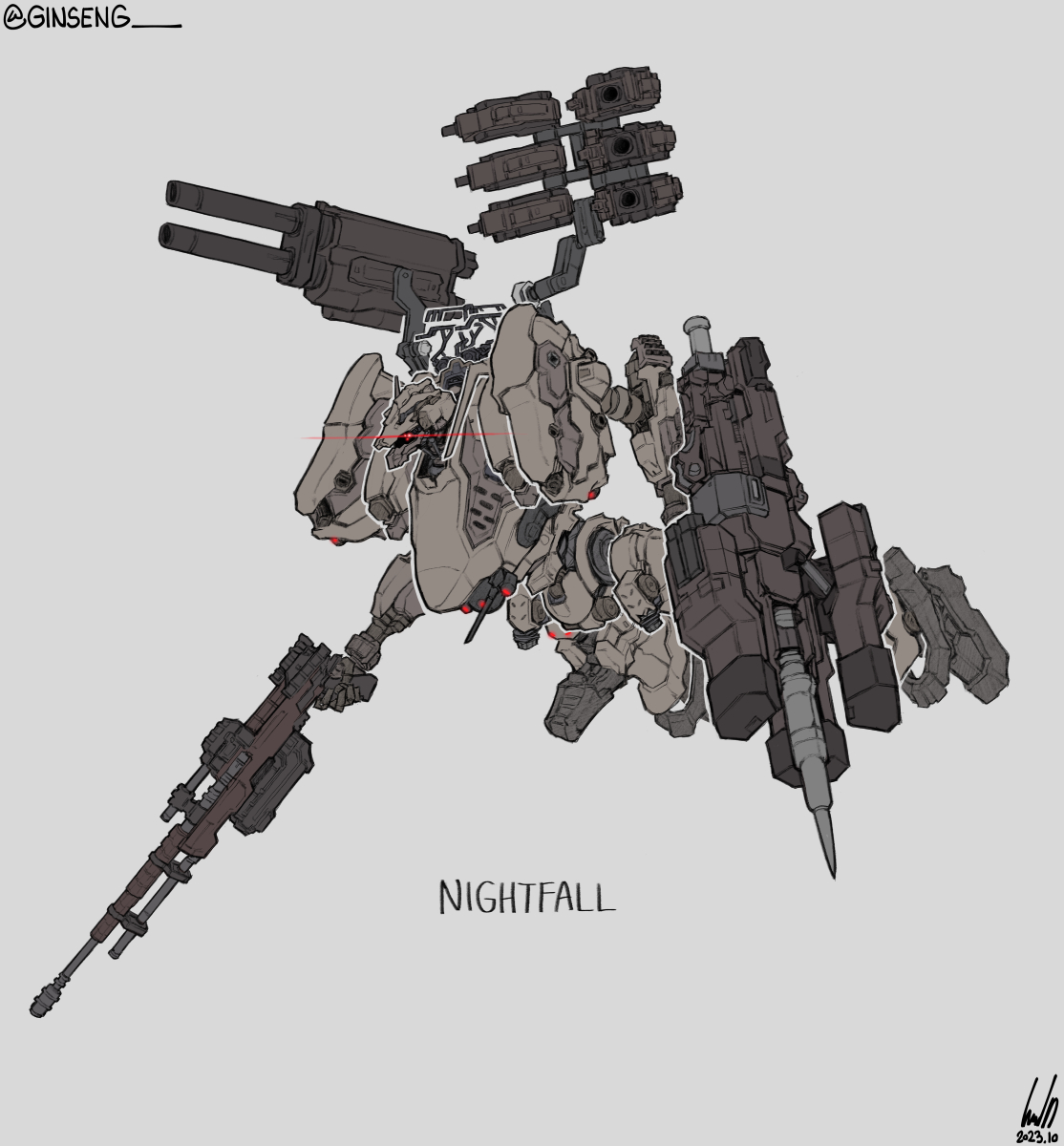 This is a pixiv picture whose title is Armored Core 6 doodle.