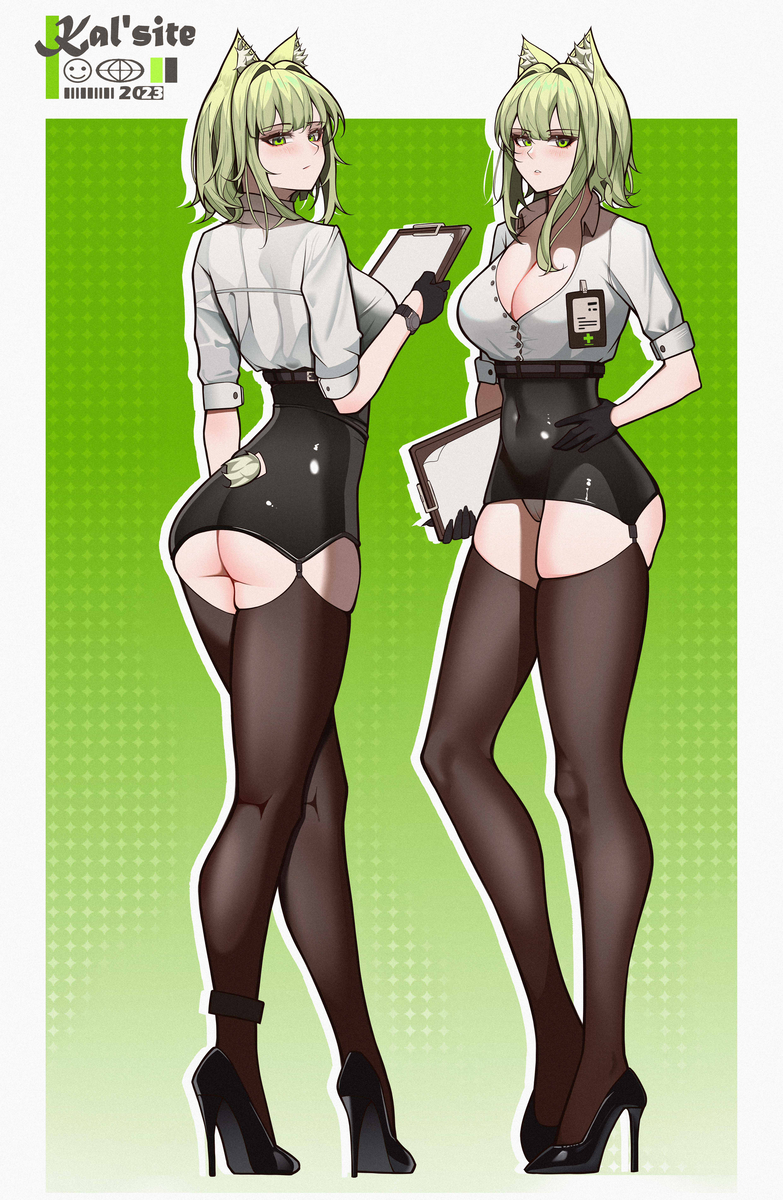 This is a pixiv picture whose title is 凯尔希 OL服.