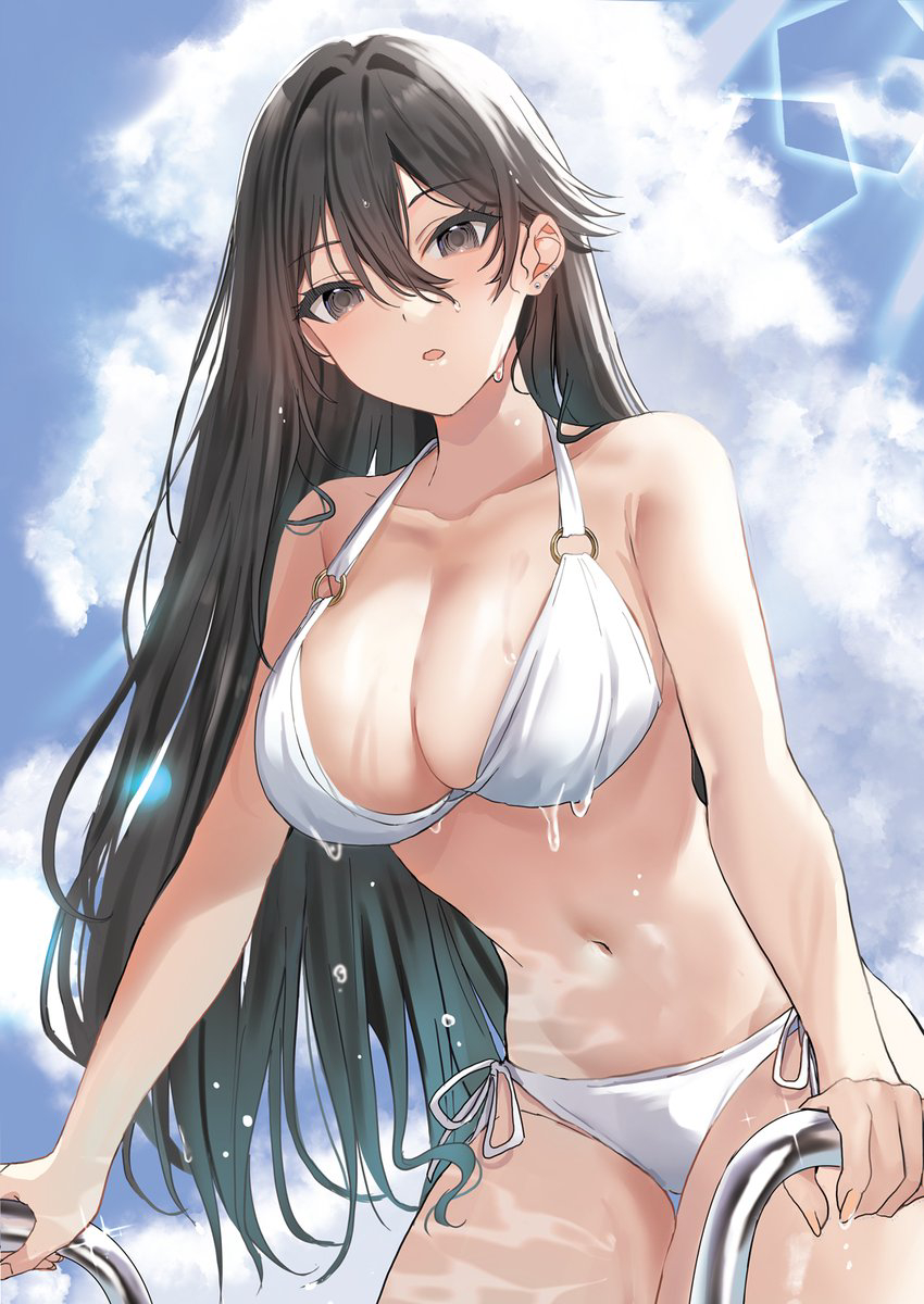 This is a pixiv picture whose title is 水着清水さん.