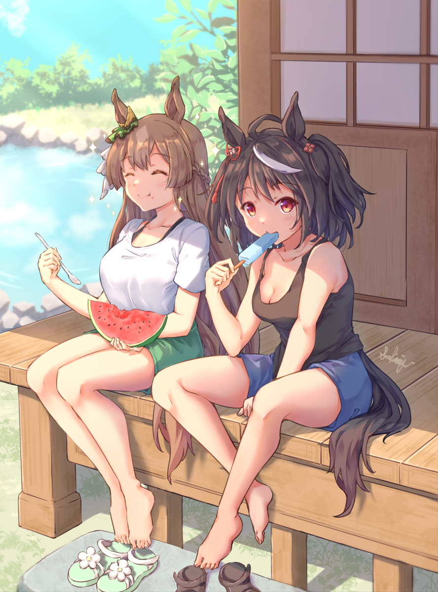 This is a pixiv picture whose title is [ウマ娘] 残暑キタサト.