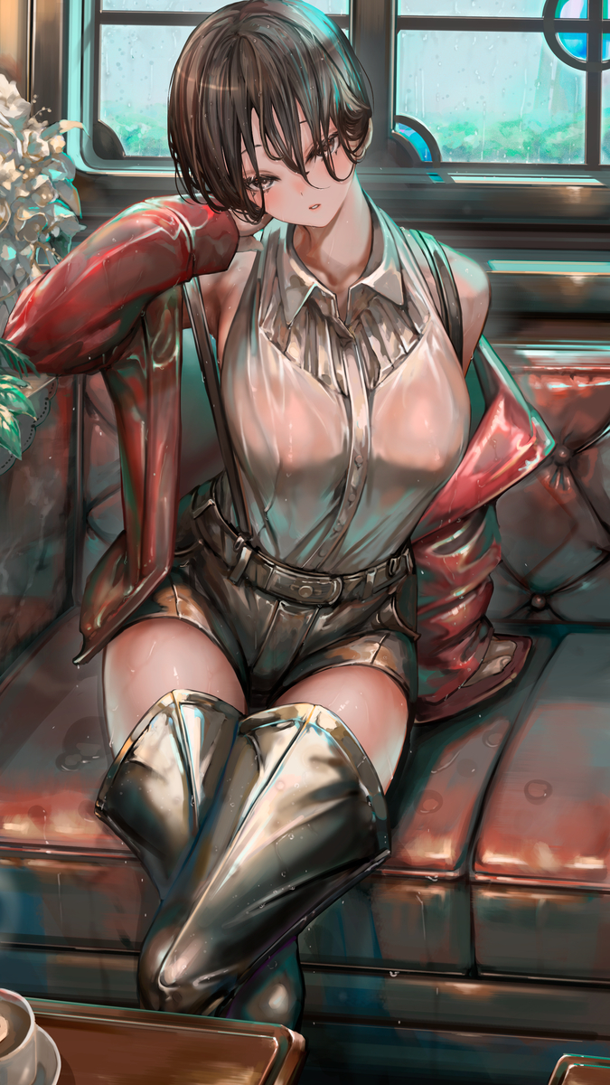 This is a pixiv picture whose title is ” 13時48分　外れた天気予報　近所のカフェ”.