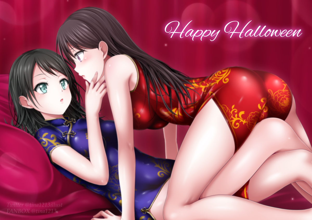 This is a pixiv picture whose title is バンドリMyGO 八幡海鈴×椎名立希 ハロウィンイラスト.