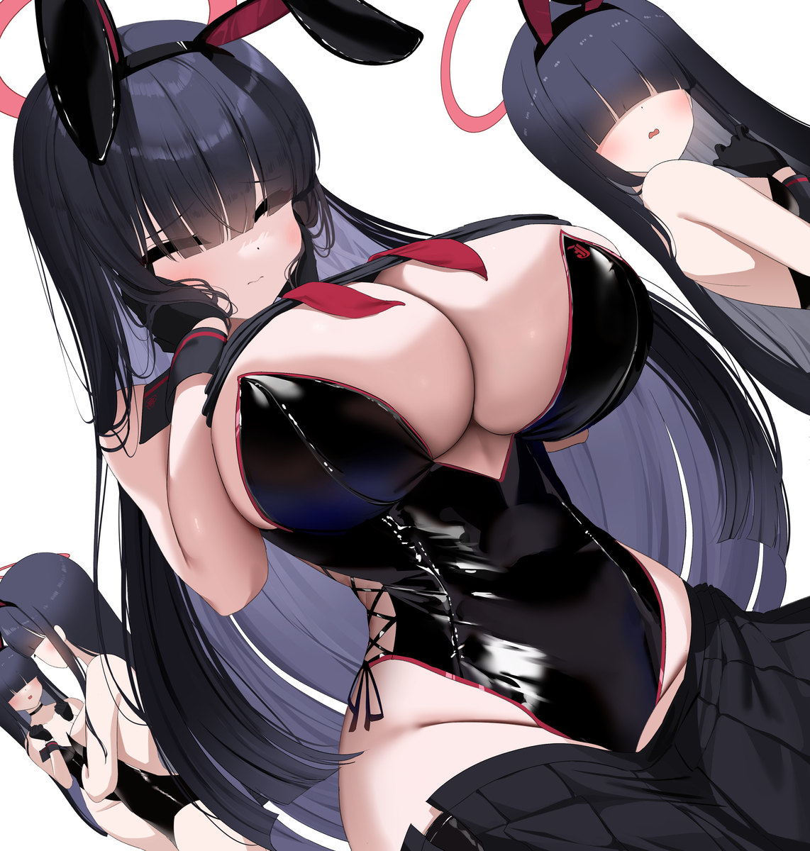This is a pixiv picture whose title is 同年代より胸が少し大きいモブちゃん（バニー）.