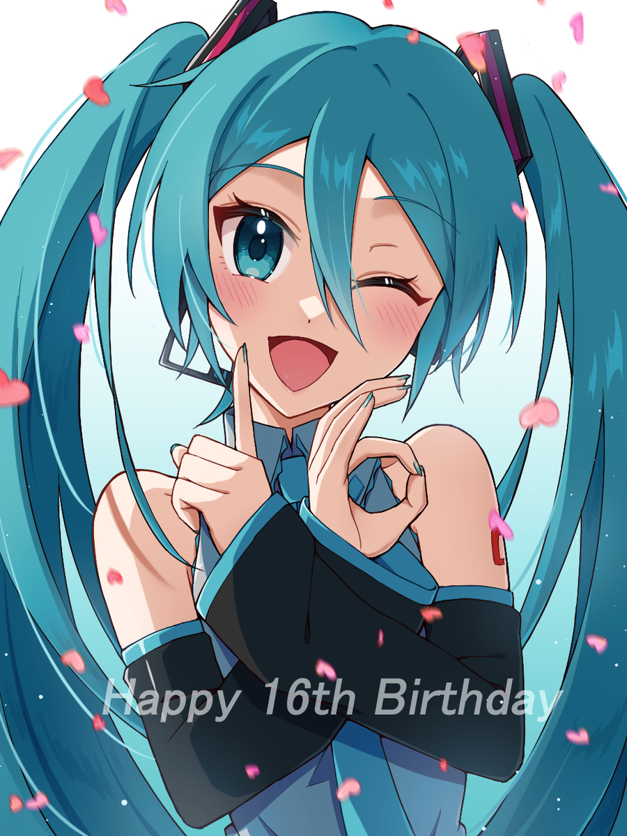 This is a pixiv picture whose title is Miku 16th.