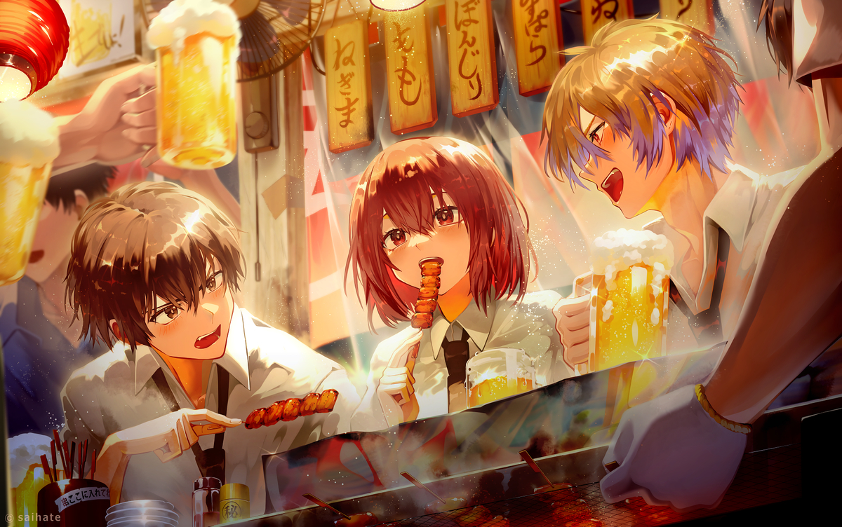 This is a pixiv picture whose title is やきとり.