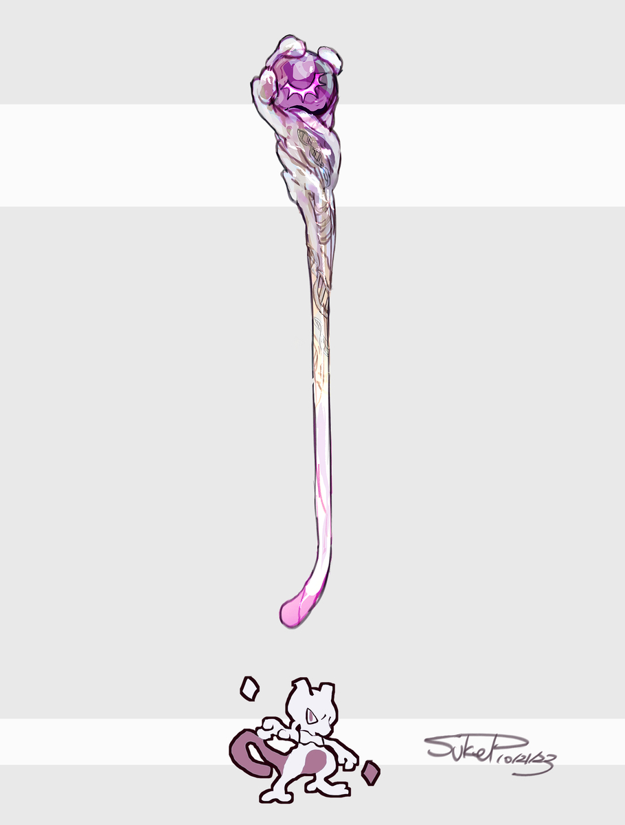 This is a pixiv picture whose title is ミュウツーモチーフの武器（ポケモン）.