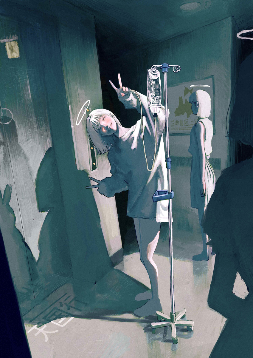 This is a pixiv picture whose title is 天使たちの病院.