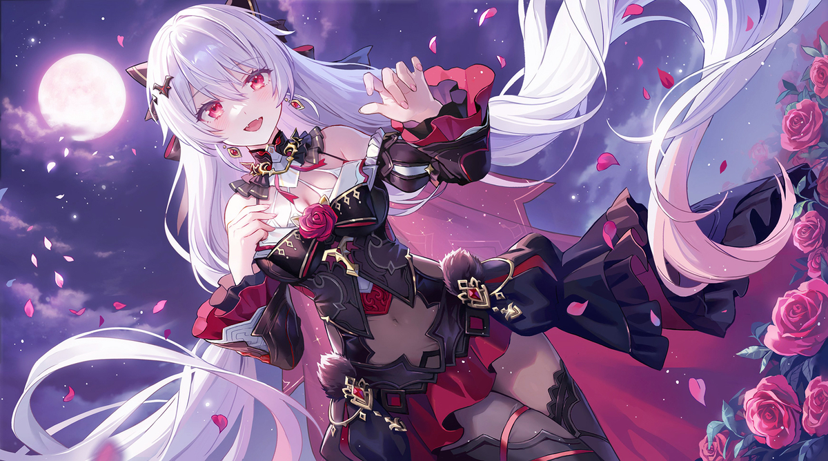 This is a pixiv picture whose title is 赤い月に永遠の誓いを.