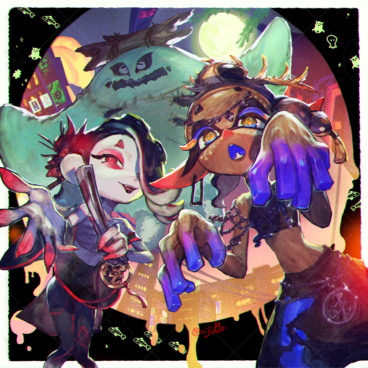 This is a pixiv picture whose title is Splatoween🧟‍♀️💀👻.