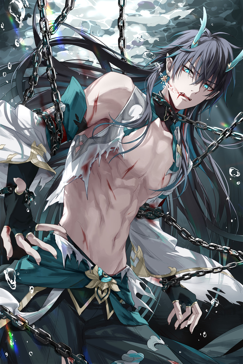 This is a pixiv picture whose title is 饮月君.