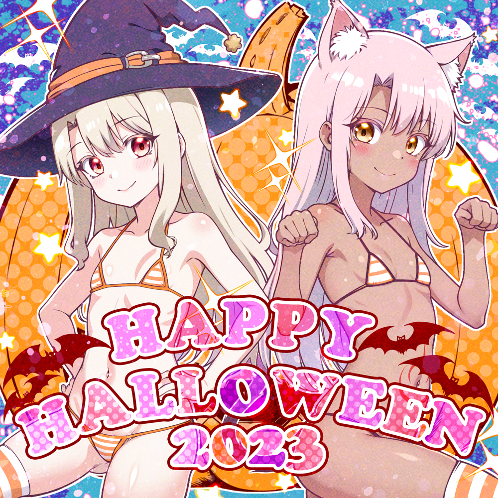 This is a pixiv picture whose title is イリヤ&クロエちゃんのハッピーハロウィン♪♪.