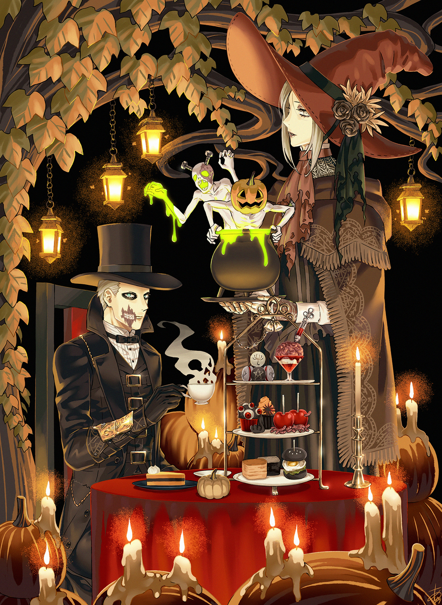 This is a pixiv picture whose title is 狩人のハロウィン.