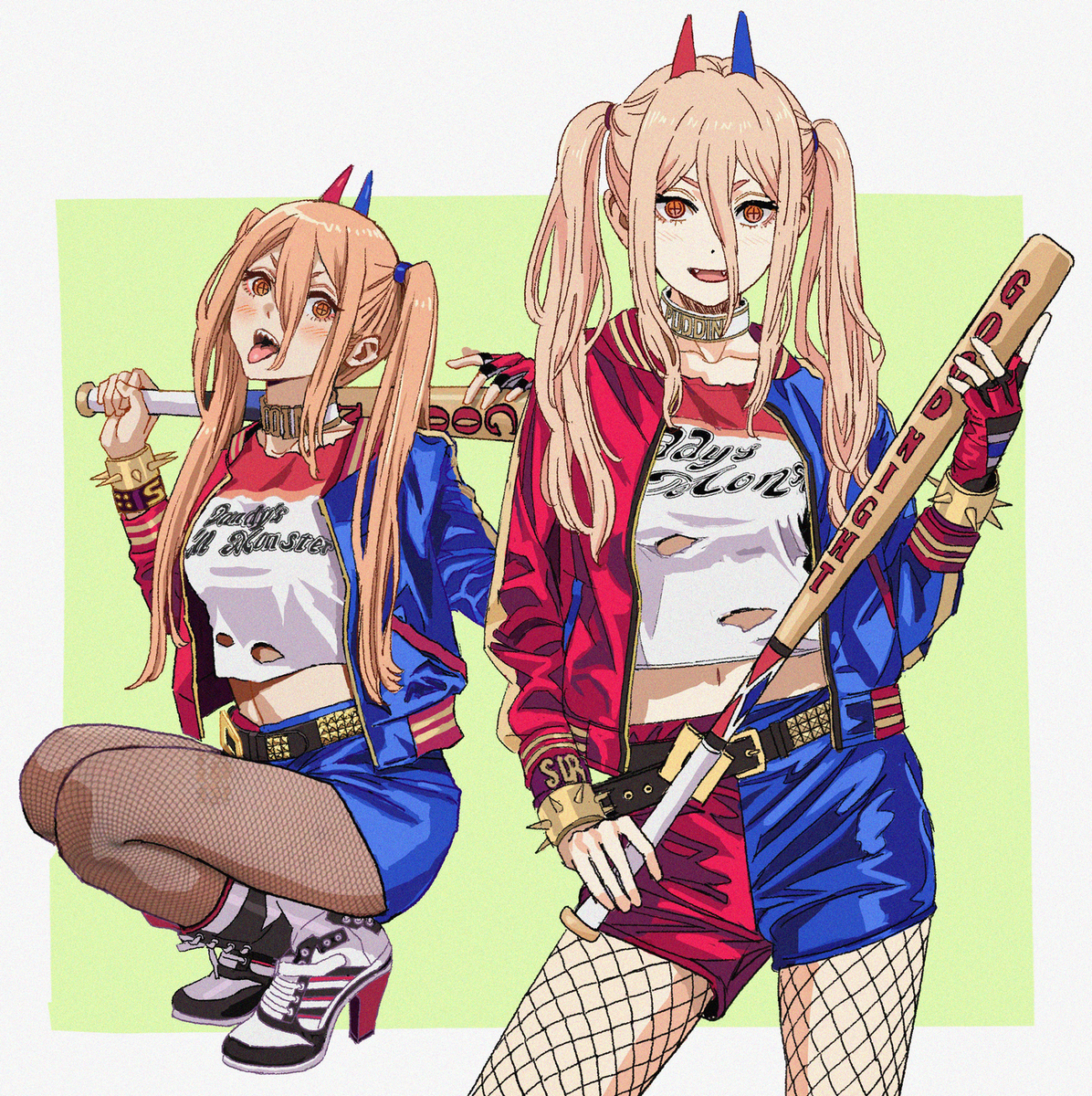 This is a pixiv picture whose title is Power Harley Quinn 🎃.