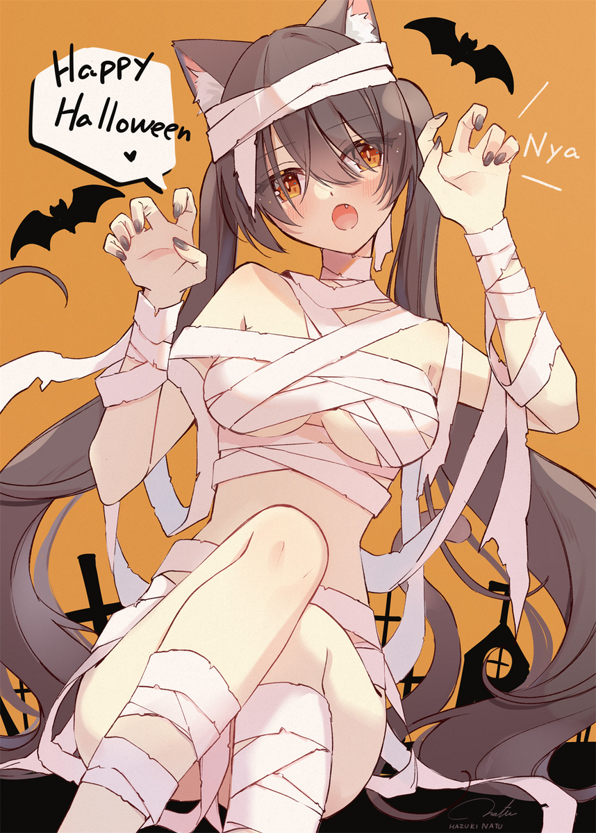 This is a pixiv picture whose title is ミイラにゃんこ.