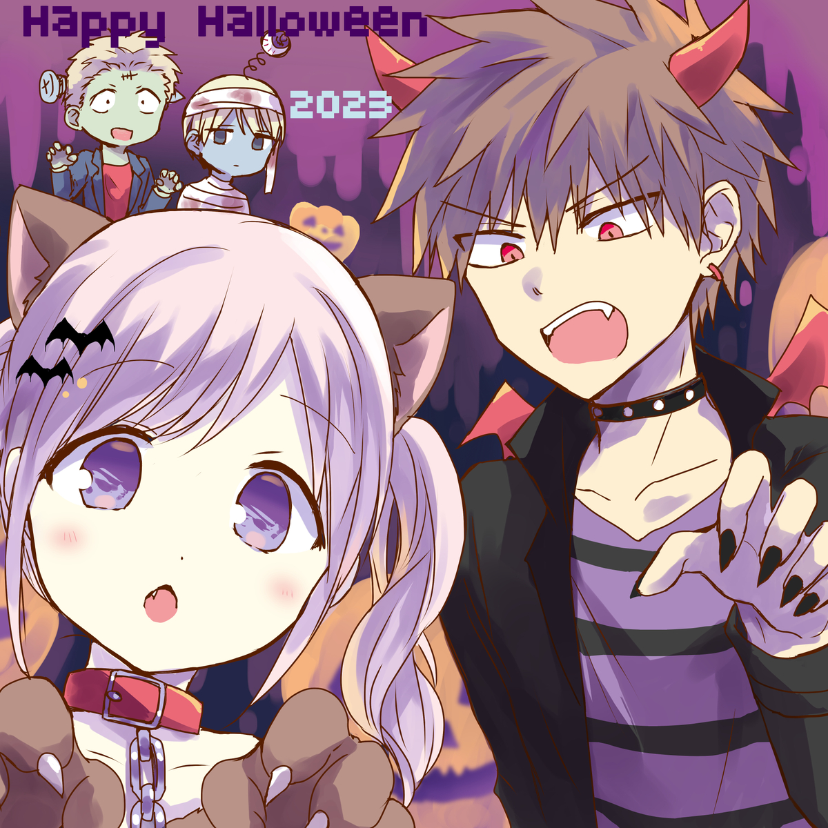 This is a pixiv picture whose title is Happy Halloween🎃.