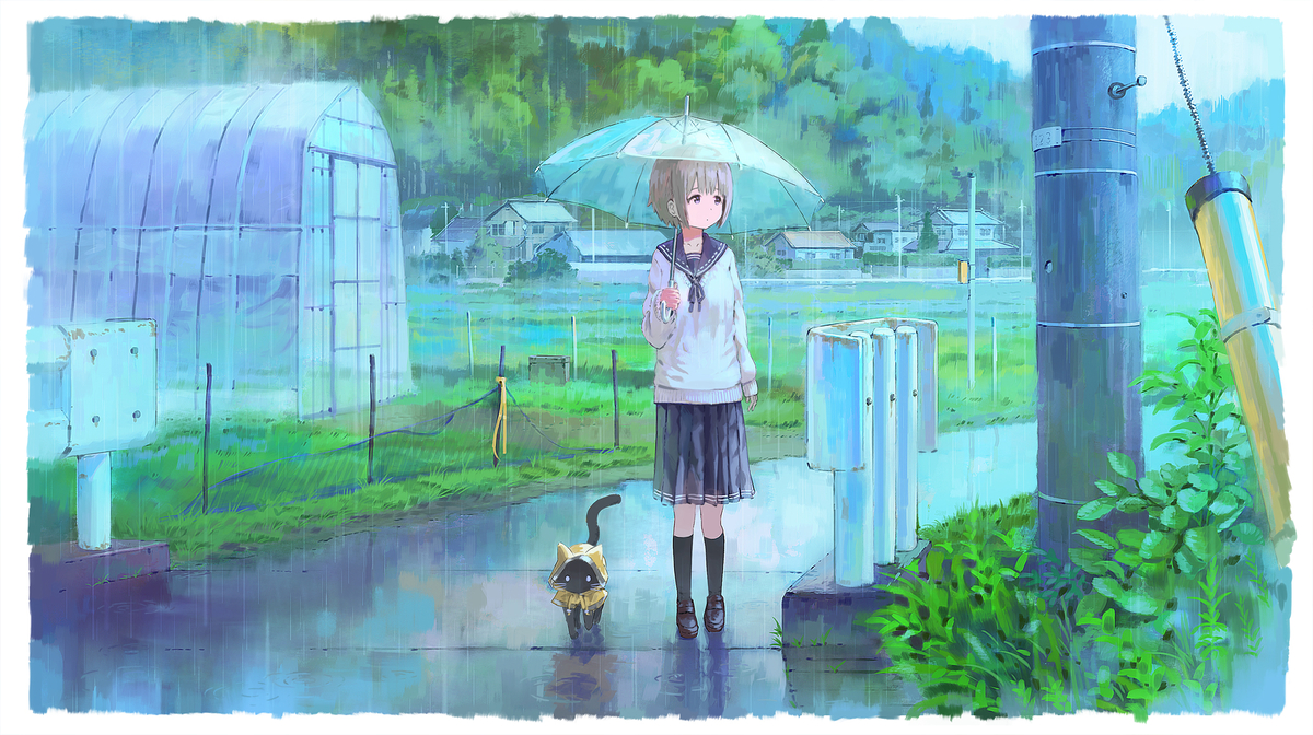 This is a pixiv picture whose title is 雨散歩.