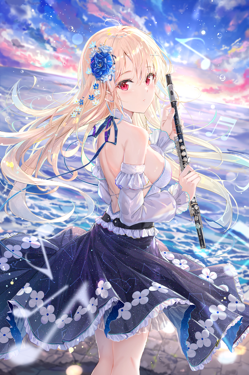 This is a pixiv picture whose title is 夜明けに舞う旋律.