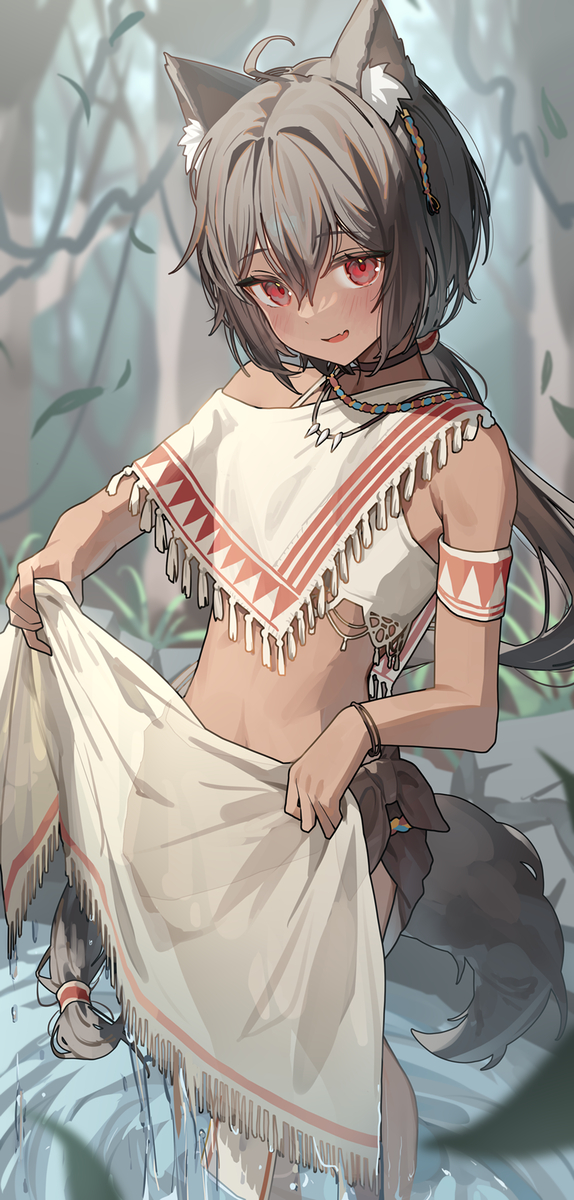 This is a pixiv picture whose title is 褐色ケモミミちゃん.