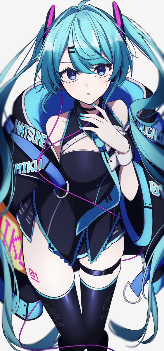 This is a pixiv picture whose title is ミクちゃんに『太もも見せて』とお願いしてみた②.