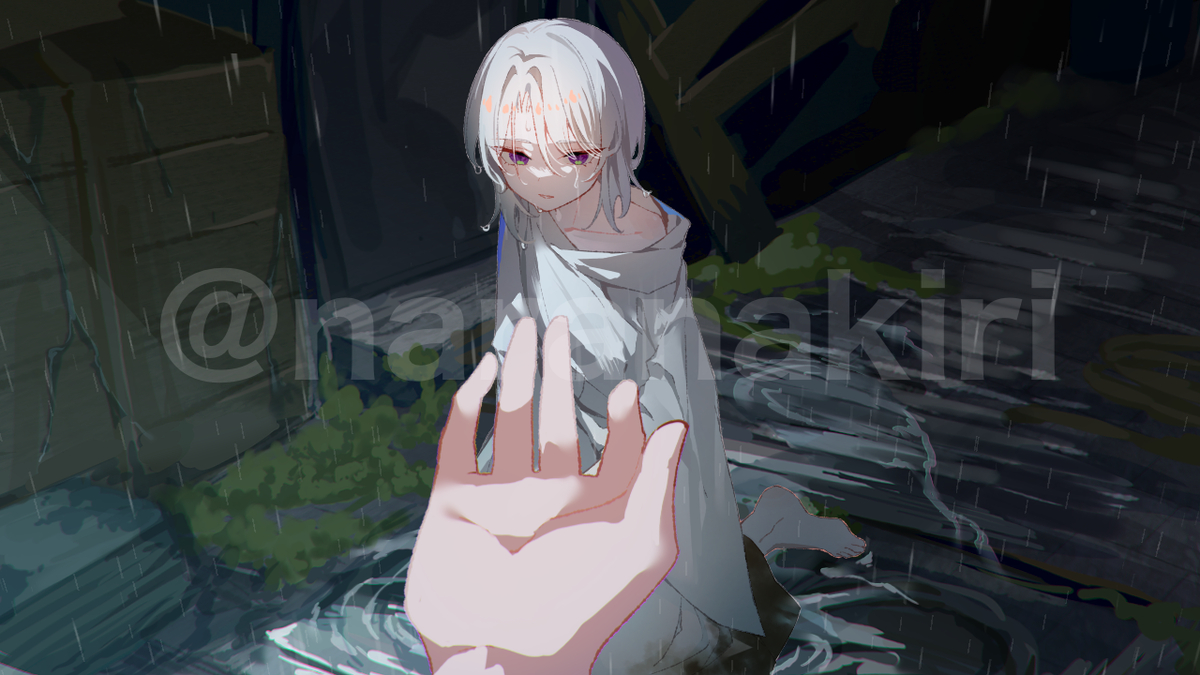 This is a pixiv picture whose title is 『スイレンの少女』スチル.