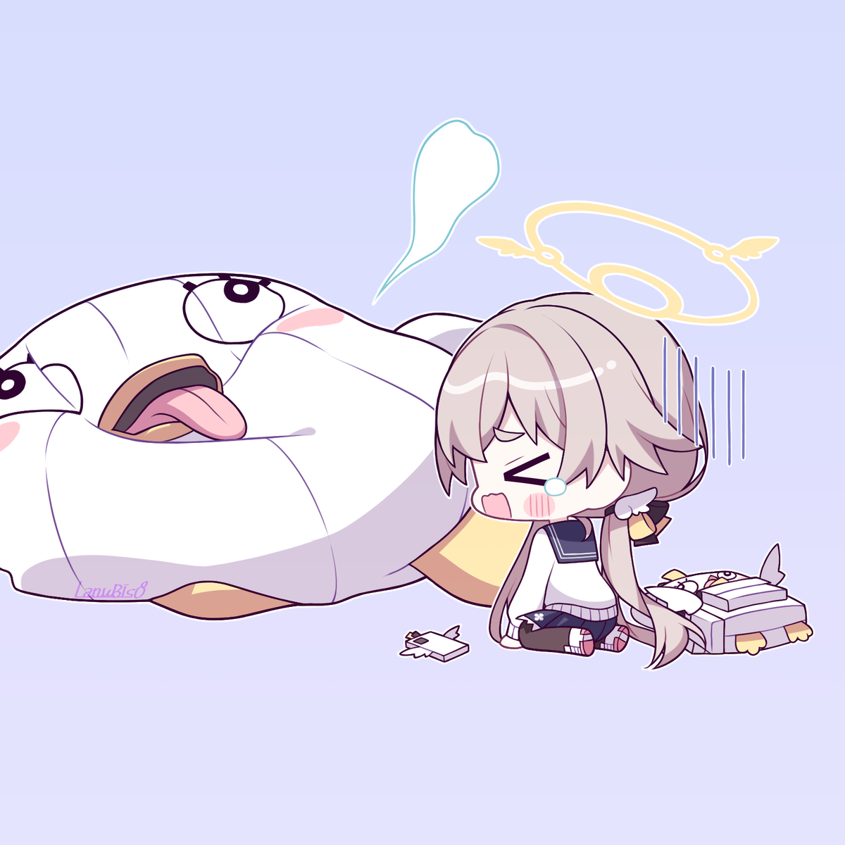 This is a pixiv picture whose title is 「ペロロ様が…」.