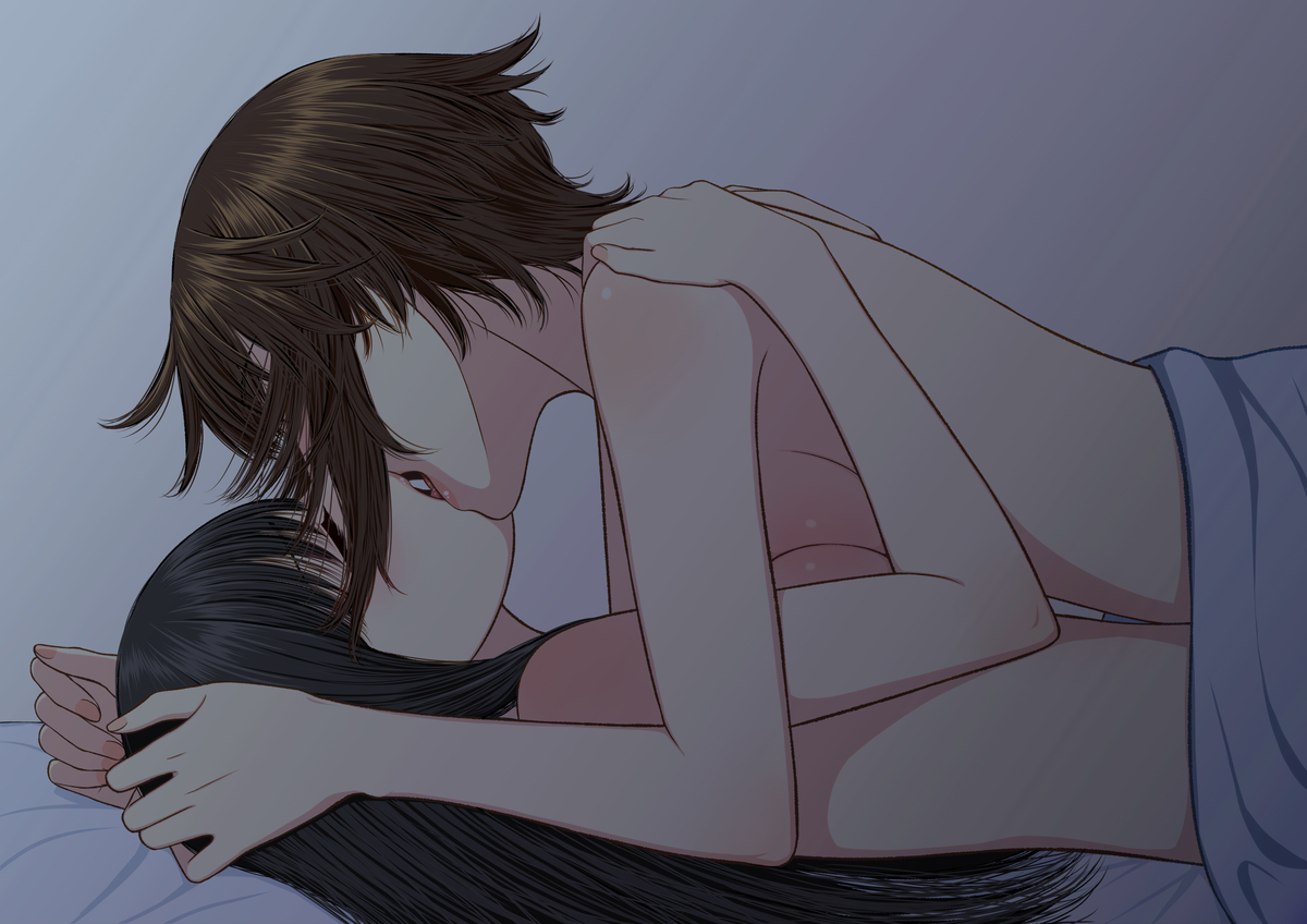 This is a pixiv picture whose title is 【創作百合】イチャイチャ♡【微エロ】.